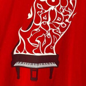 Piano on Fire Graphic T Shirt Small Heavyweight Cotton MensShirt